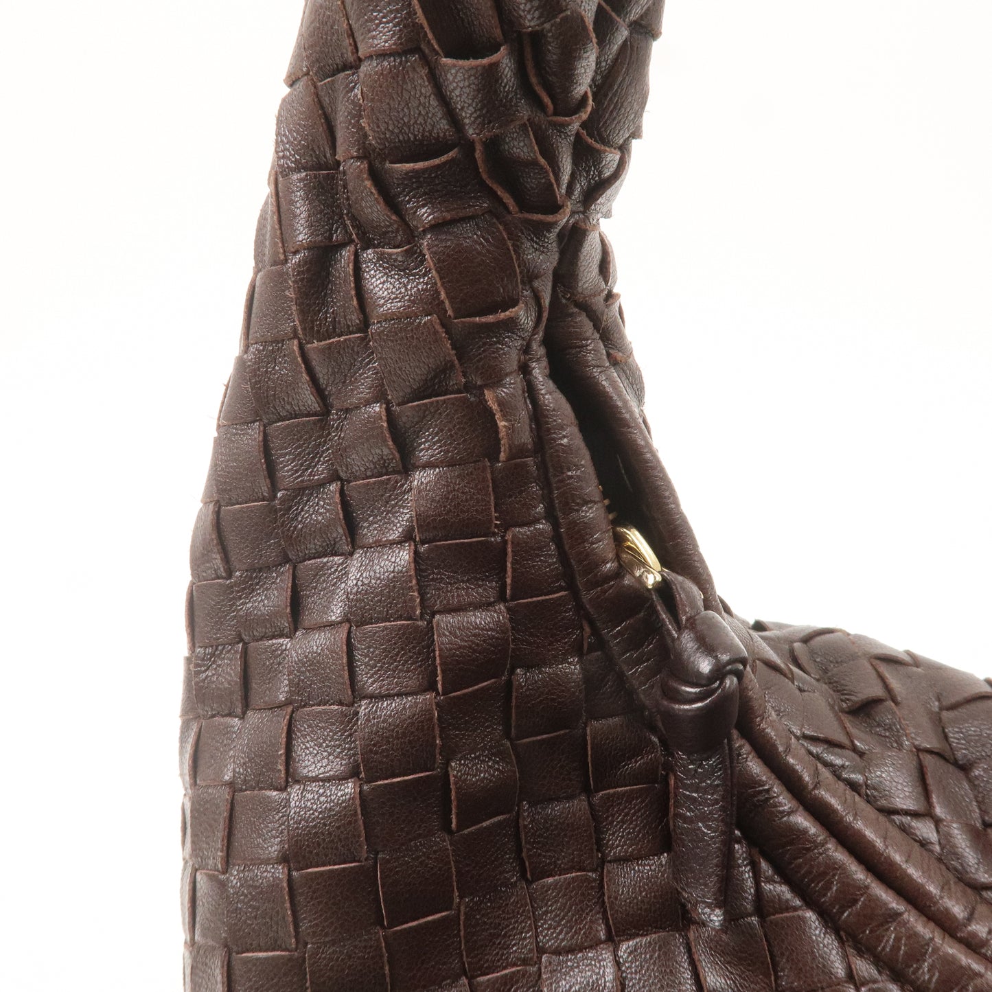 BOTTEGA VENETA Intrecciato Leather Hobo Shoulder Bag Brown 115653