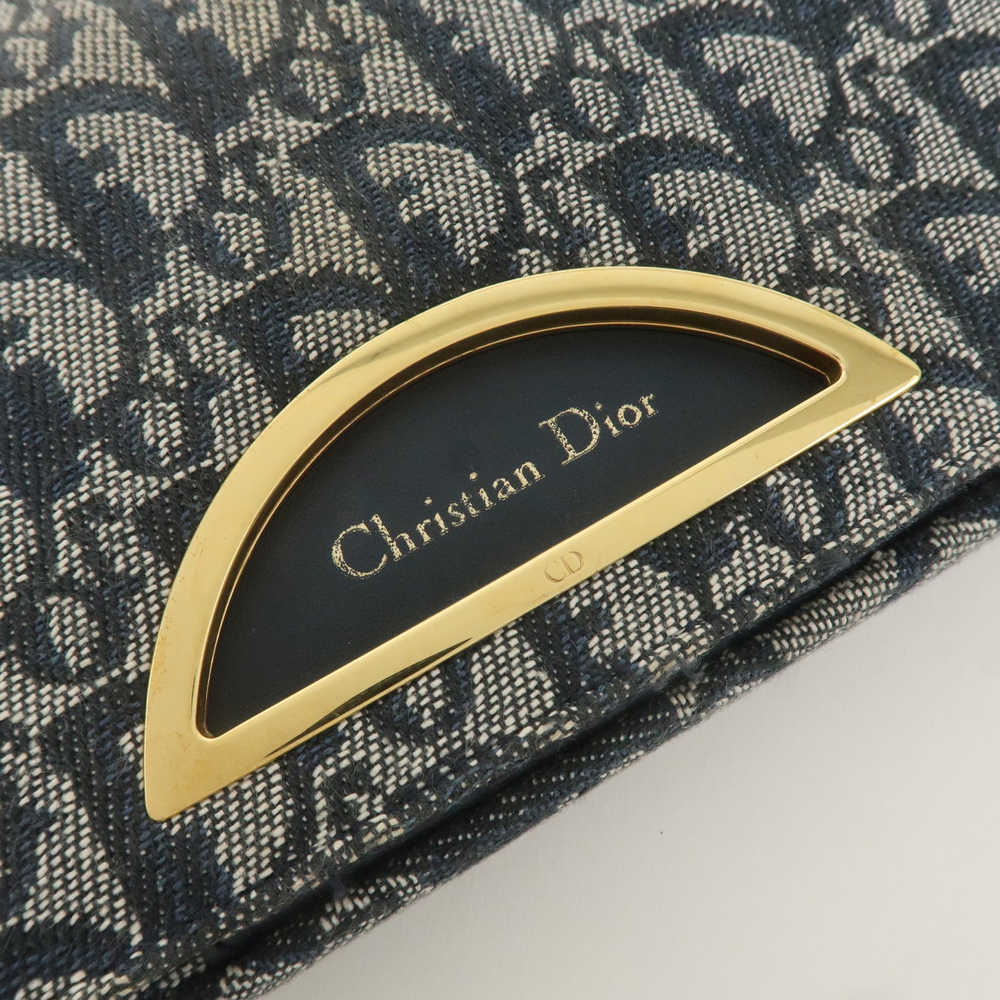 Christian Dior Trotter Maris Pearl Canvas Leather Bag Navy