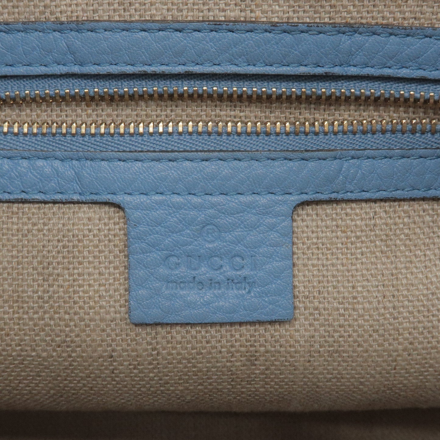 GUCCI GG Canvas Leather Drawstring Shoulder Bag Blue 381597