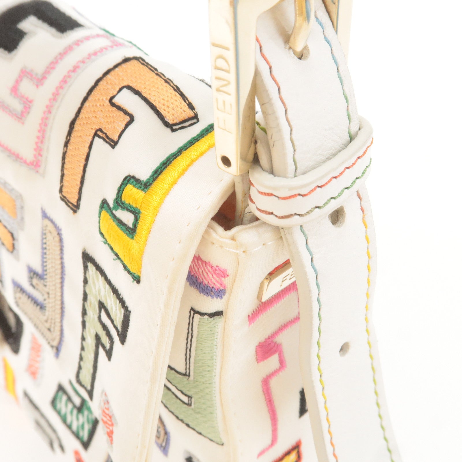 Baguette - Multicolor canvas bag with FF embroidery