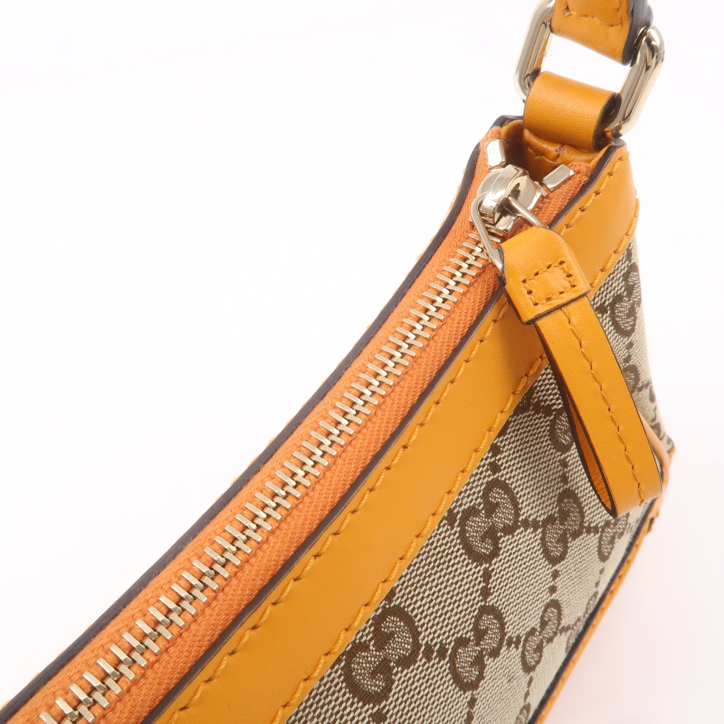 GUCCI Mayfair GG Canvas Leather Shoulder Bag Beige Orange 269893