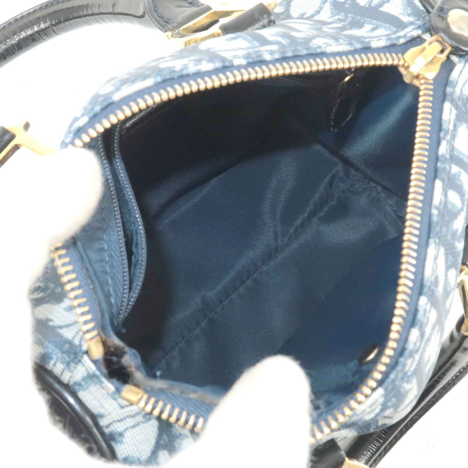 Christian Dior Trotter Speedy 31 cm Navy Blue Canvas Boston Bag