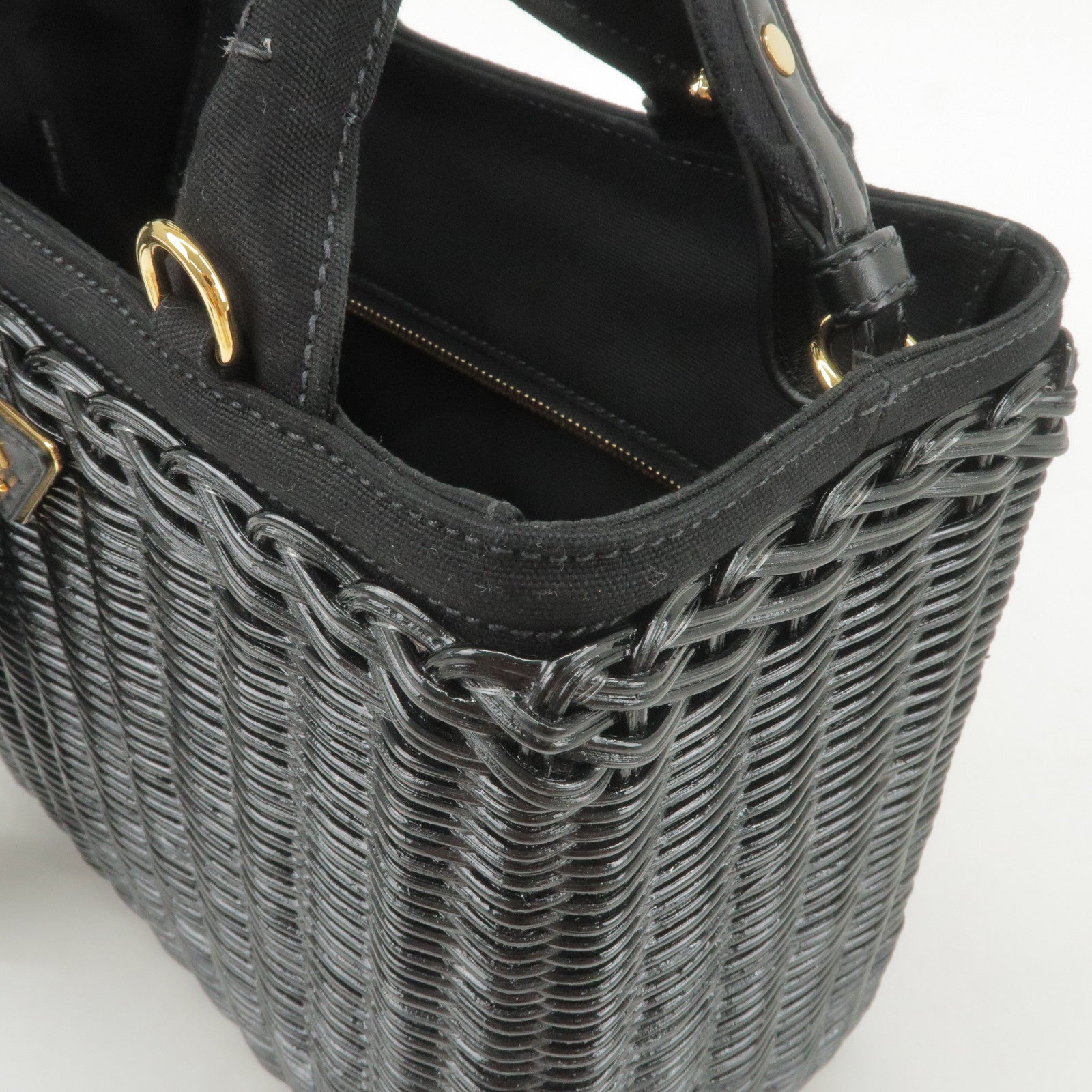 PRADA-Wicker-Canvas-2Way-Basket-Bag-Hand-Bag-Black-1BG835 – dct-ep_vintage  luxury Store