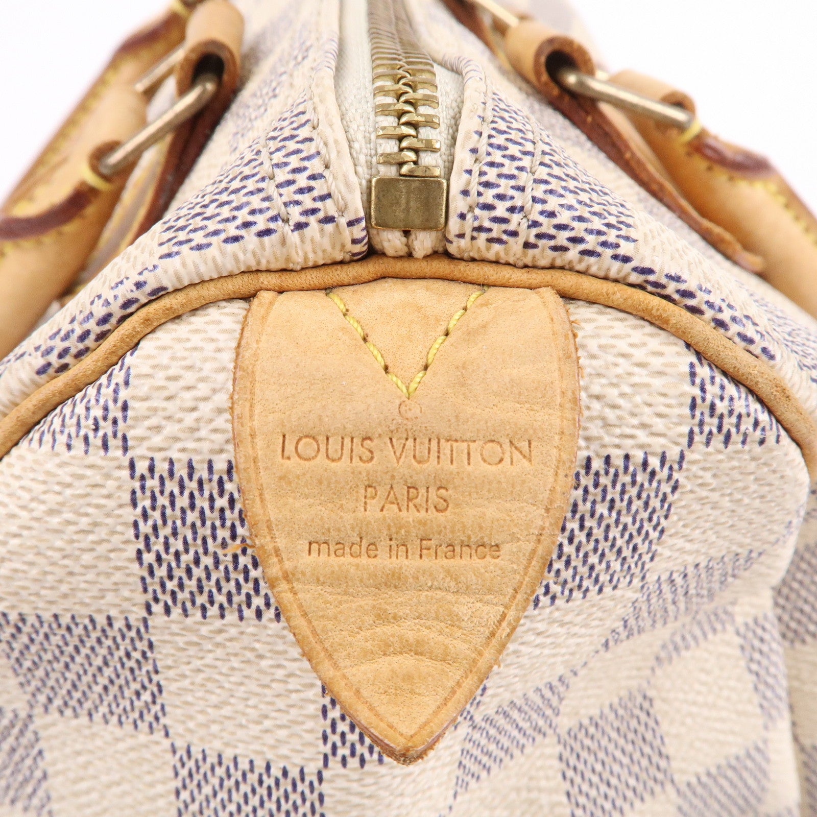 Beige Louis Vuitton Damier Azur Speedy 30 Boston Bag