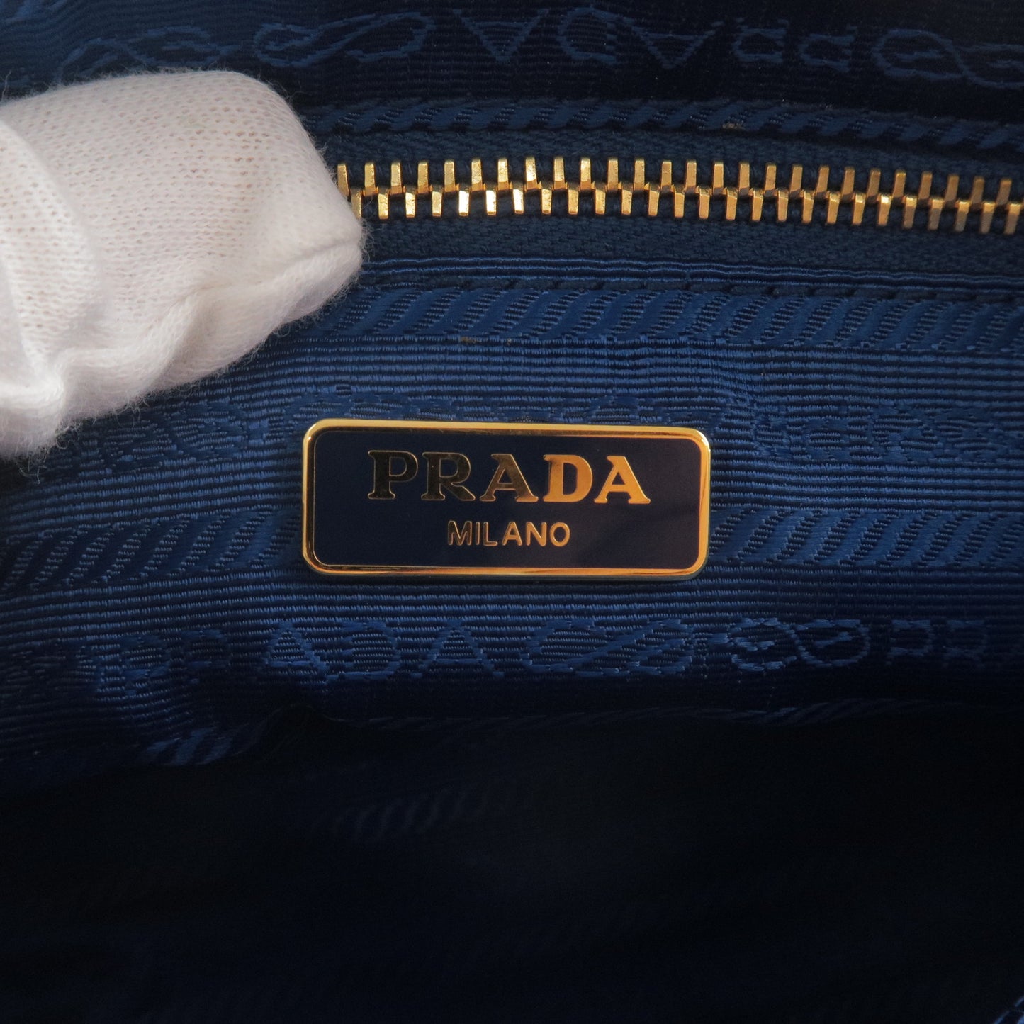 PRADA Logo Nylon Leather Pouch Blue 1N1856