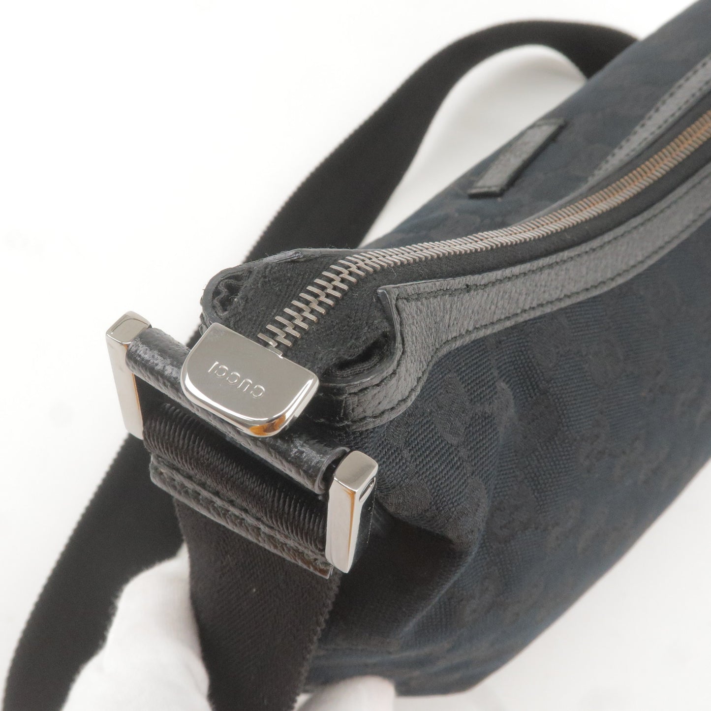 GUCCI GG Canvas Leather Shoulder Bag Hand Bag Black 181092