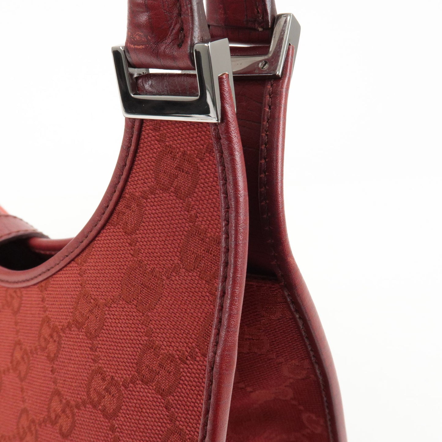 GUCCI Jacki GG Canvas Leather Shoulder Bag Hand Bag Red 01719