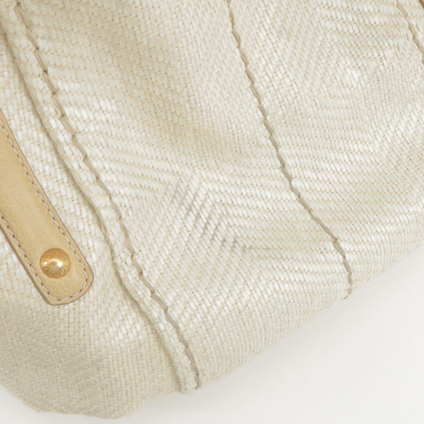 TOD'S Straw Leather 2Way Bag Shoulder Bag Hand Bag Ivory