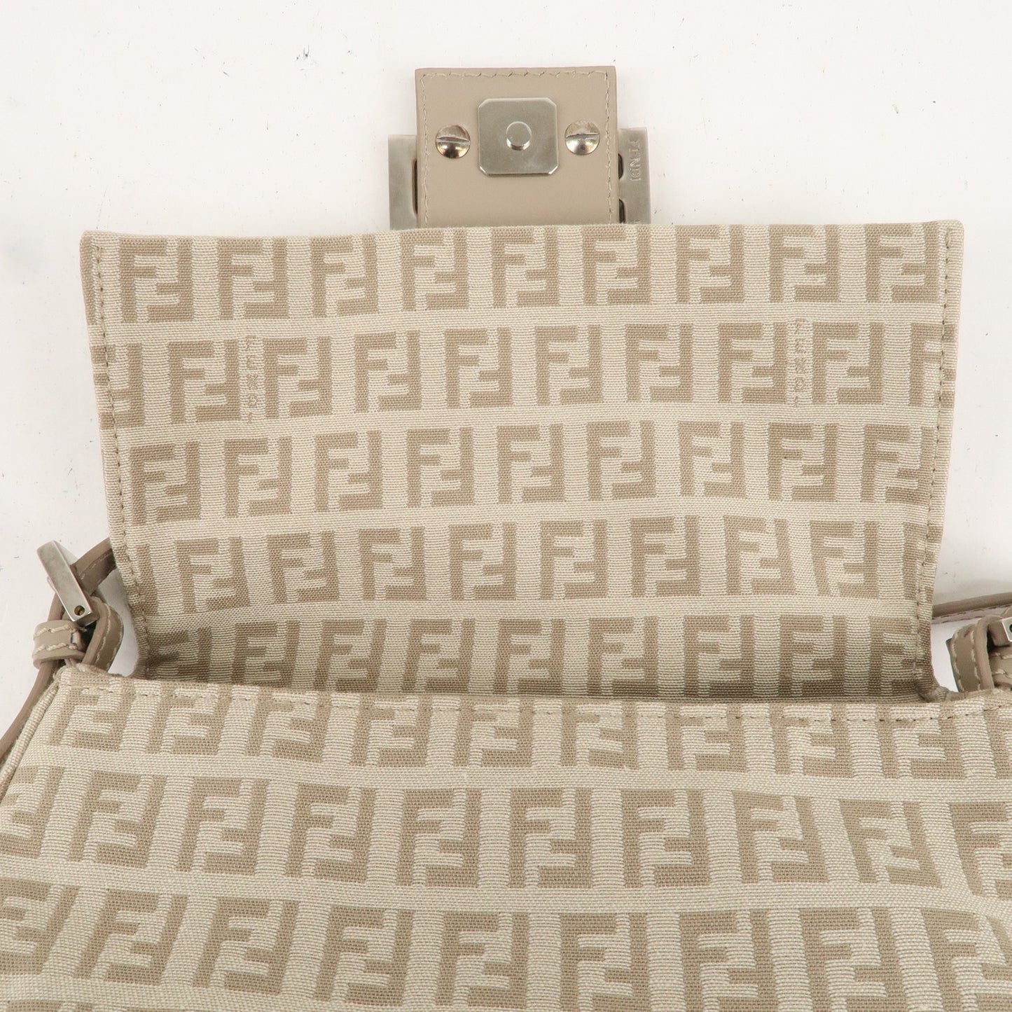 FENDI Mini Mamma Baguette Zucchino Canvas Leather 8BR180