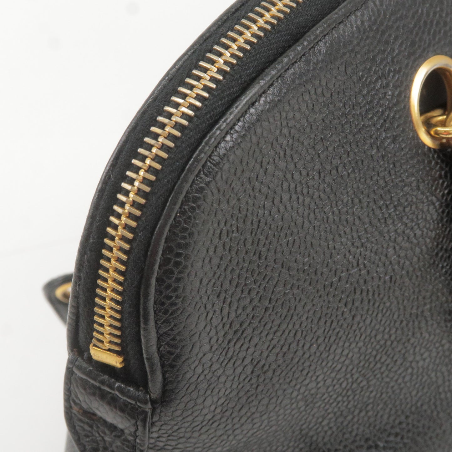 CHANEL Caviar Skin Chain Tote Bag Black Gold Hardware