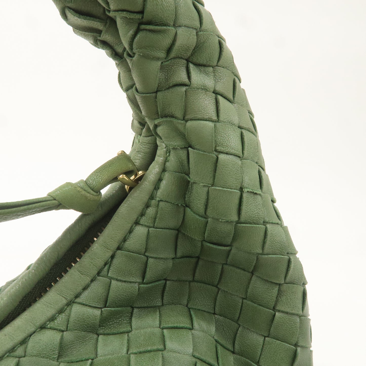 BOTTEGA VENETA Intrecciato Leather Hobo Shoulder Bag Green 115653