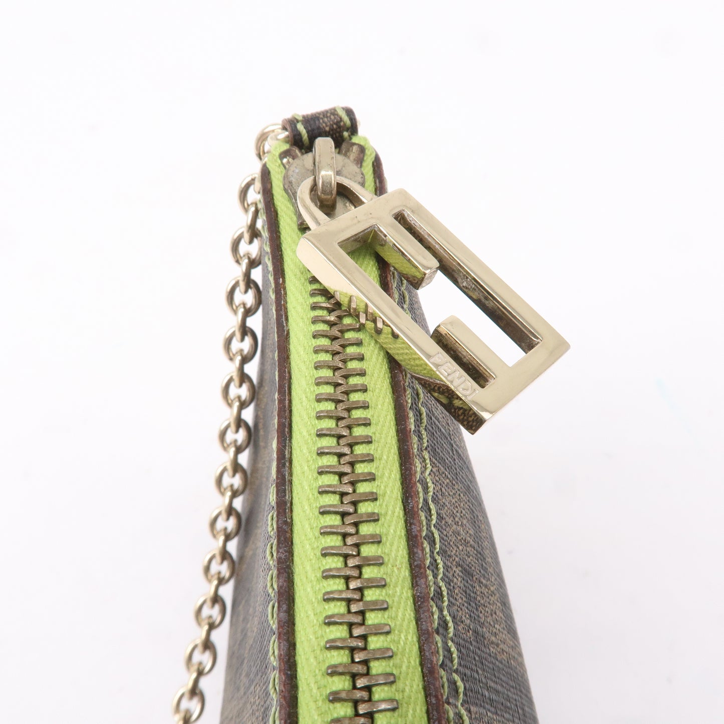 FENDI Zucca Print PVC Accessory Pouch Bag Khaki Green 8BR592