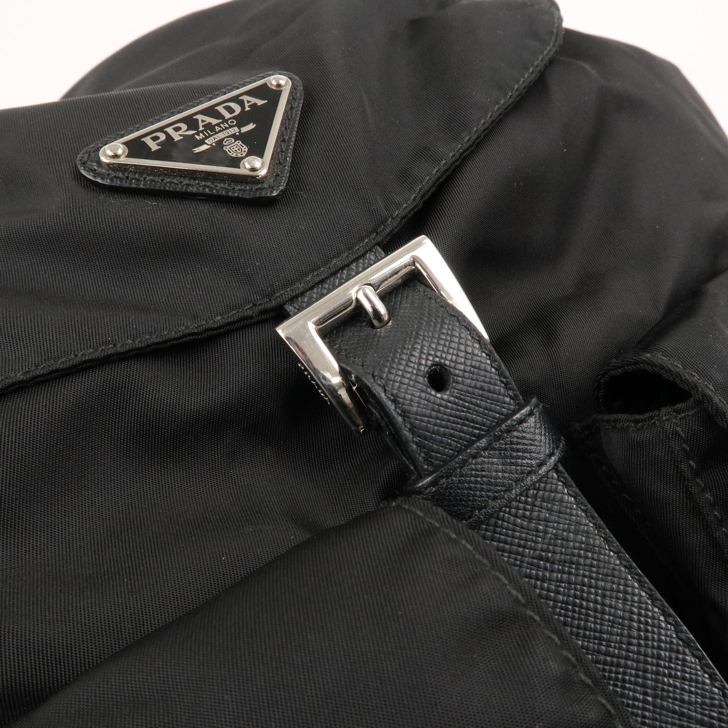 PRADA Nylon Leather Back Pack Black