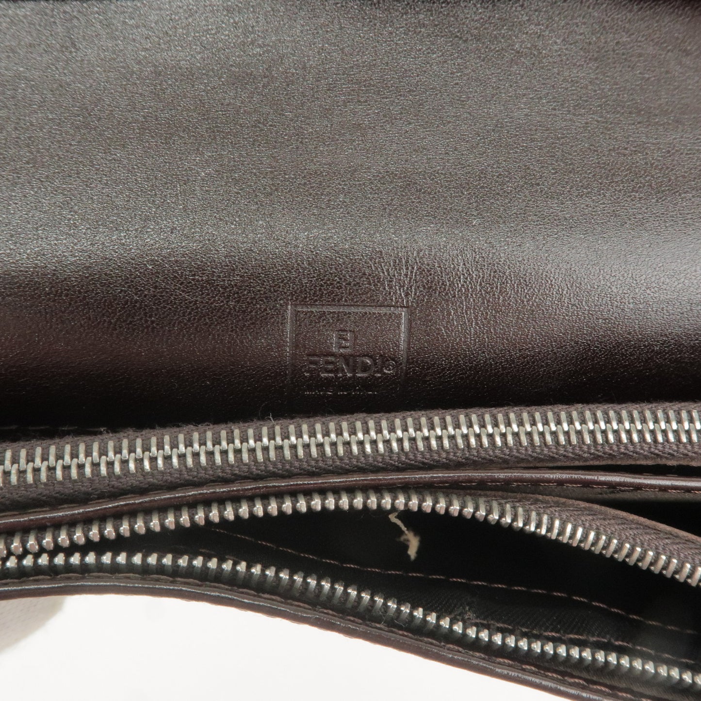 FENDI Zucca Canvas Leather Bi Fold Long Wallet Beige Black