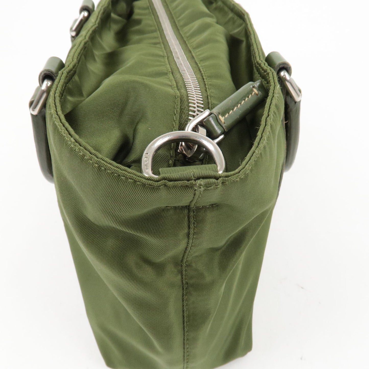 PRADA Nylon Leather 2Way Bag Hand Bag Green BN1052