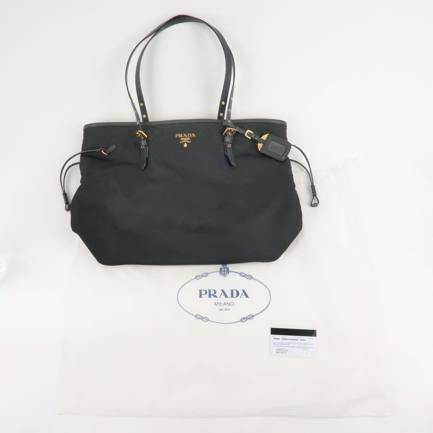 PRADA-Logo-Nylon-Leather-Tote-Bag-Black-Noir-1BG997 – dct-ep_vintage luxury  Store