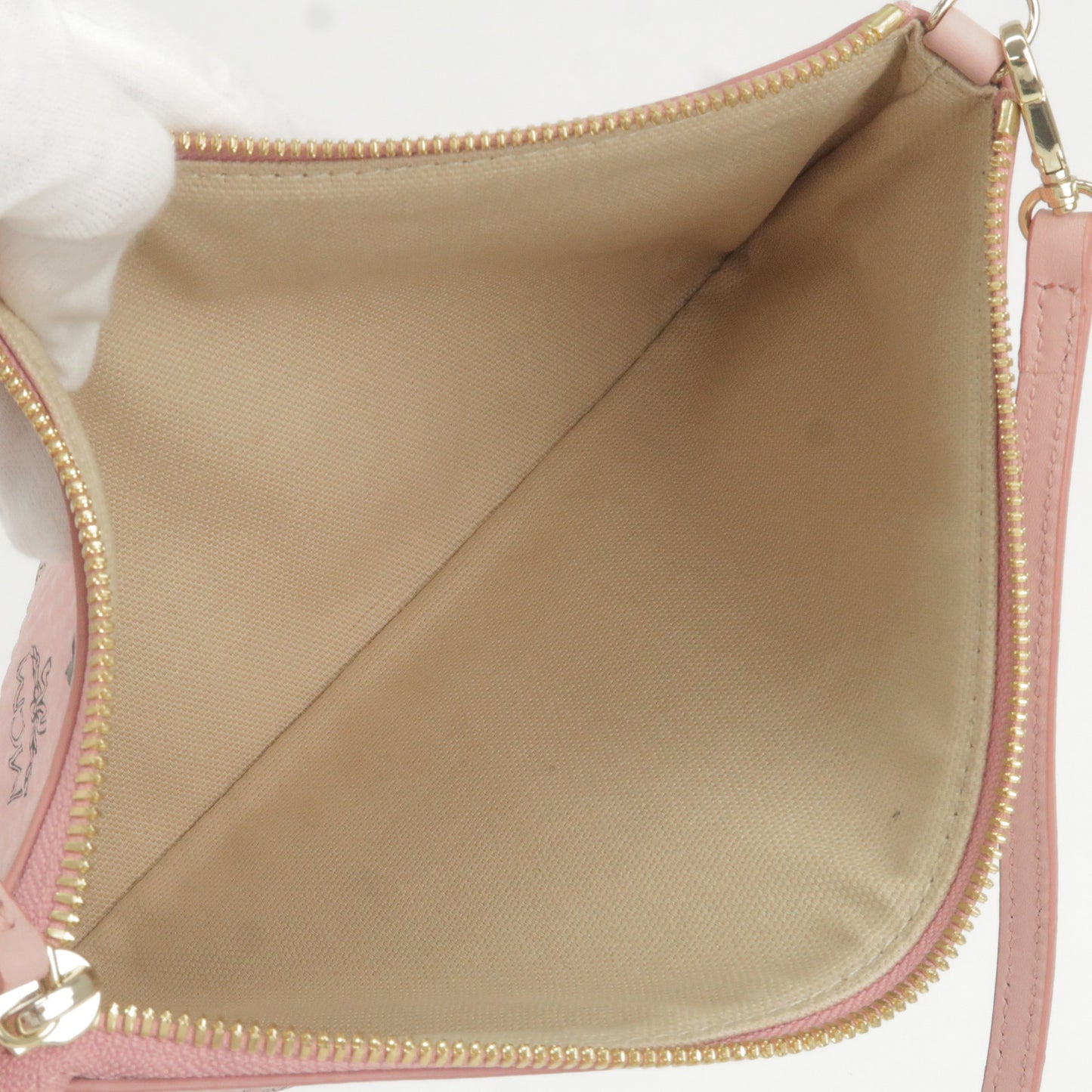 MCM Leather Shoulder Bag Purse Pouch Pink