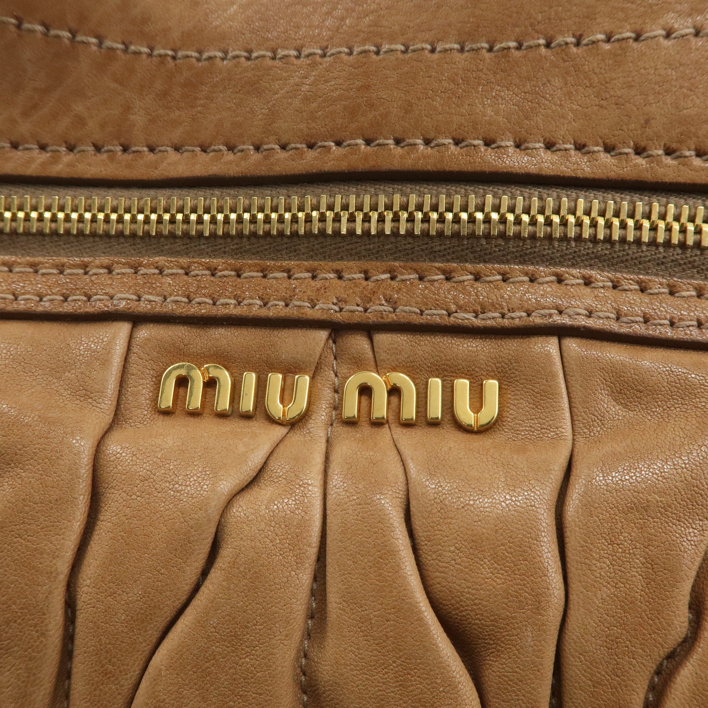 MIU MIU Leather 2Way Shoulder Bag Hand Bag Brown