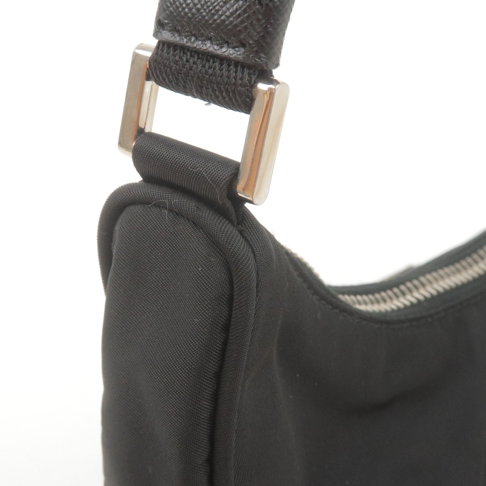 PRADA-Logo-Nylon-Leather-Shoulder-Bag-NERO-Black-1N1204