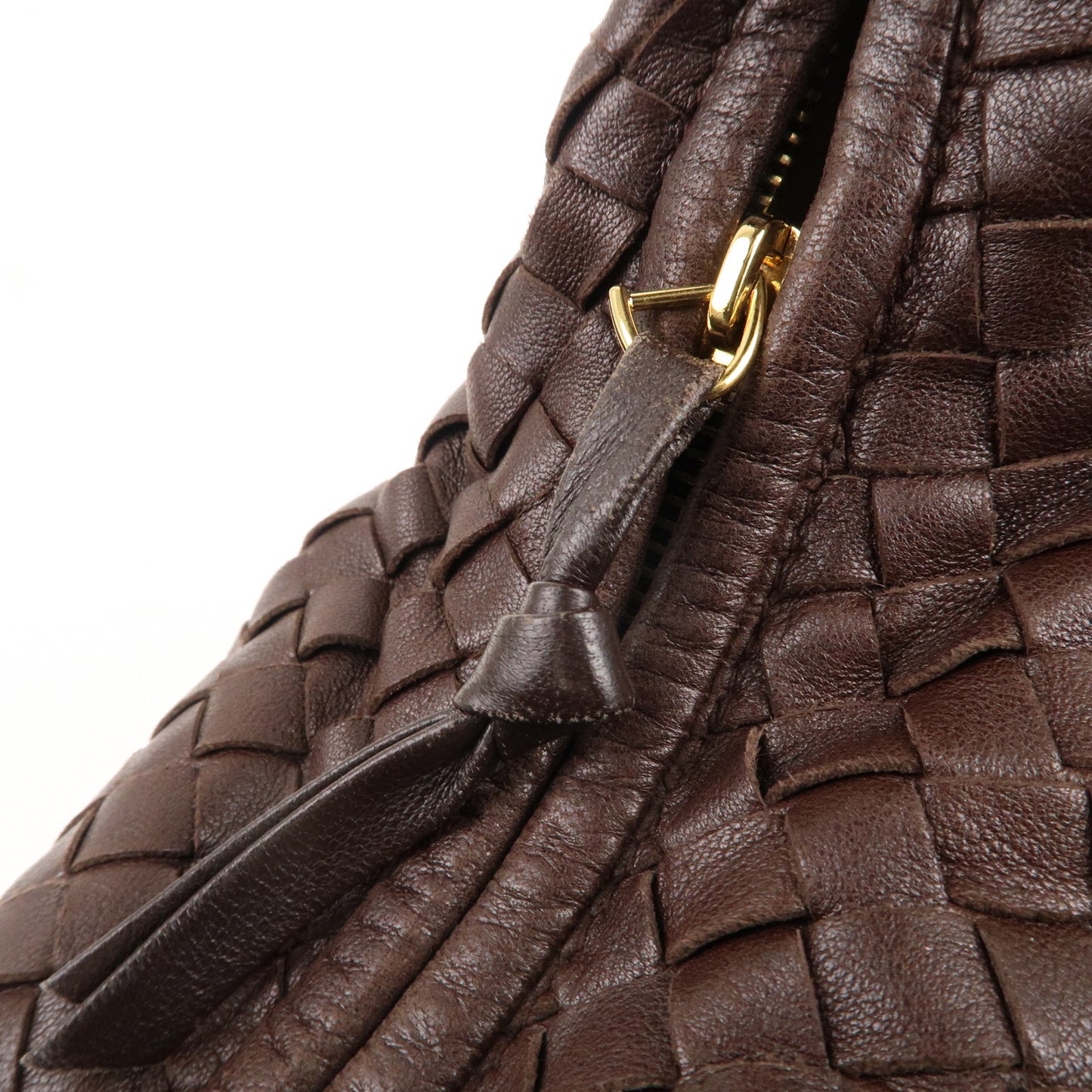 BOTTEGA VENETA Intrecciato Leather Shoulder Bag Brown 115653