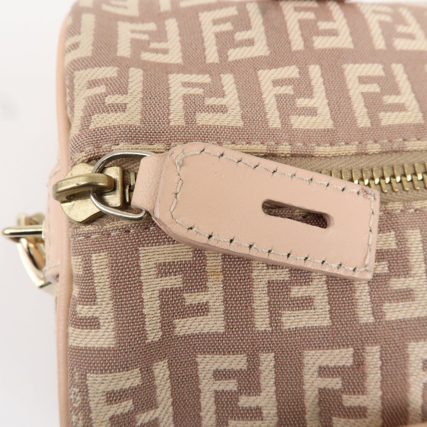 FENDI Zucchino Canvas Leather Mini Boston Bag Pink 8BL068