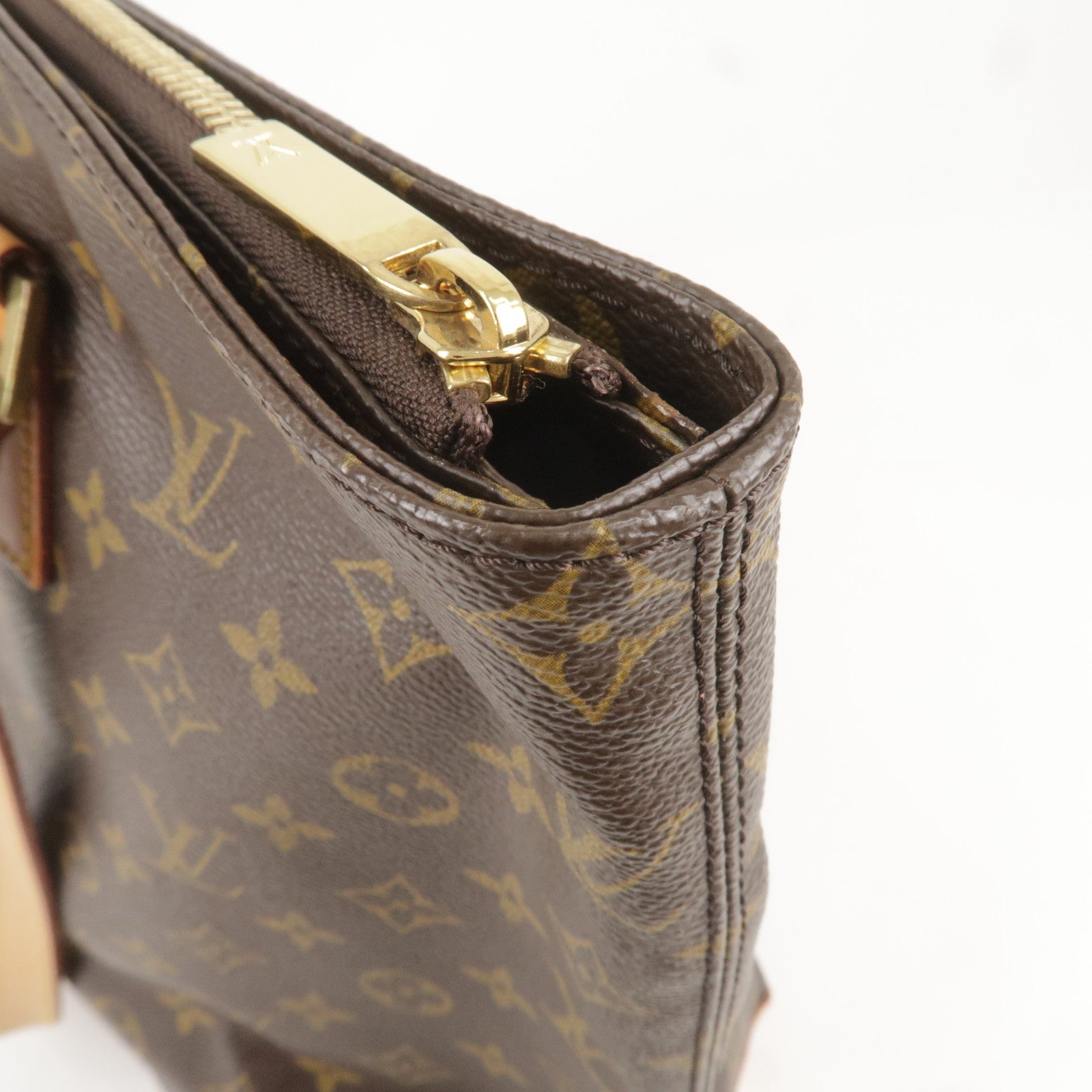 Louis Vuitton Womens Cabas Mezzo Brown Monogram Canvas M51151 Tote Handbag