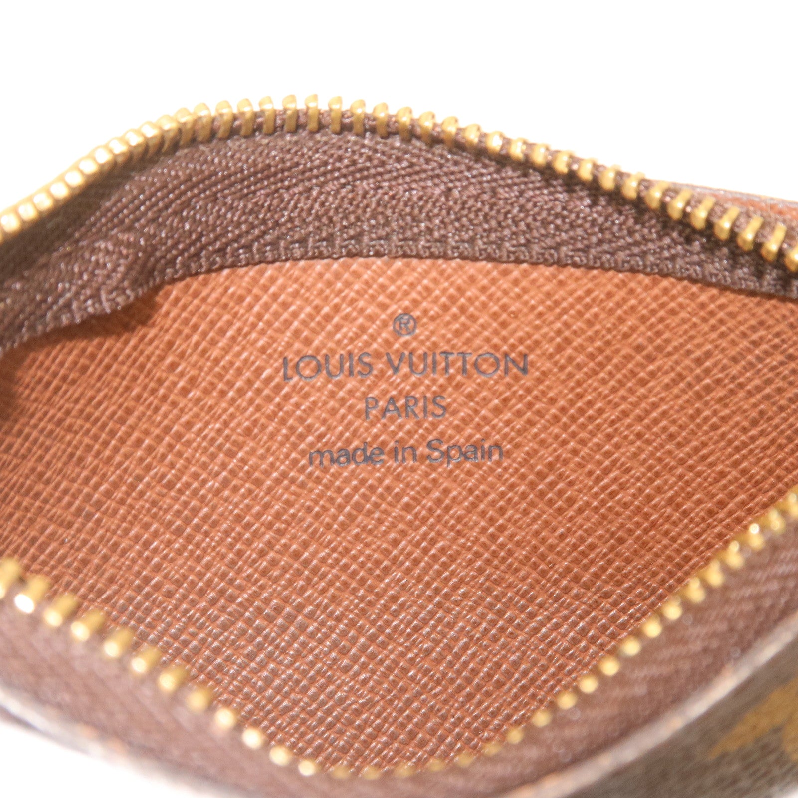 Louis Vuitton Pochette Cles Monogram Orange Brown Clip Purse