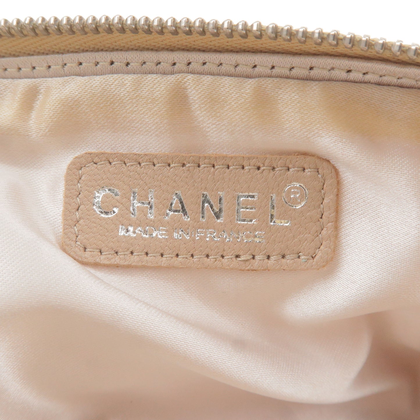 CHANEL New Travel Line Nylon Jacquard Cosmetic Pouch Beige