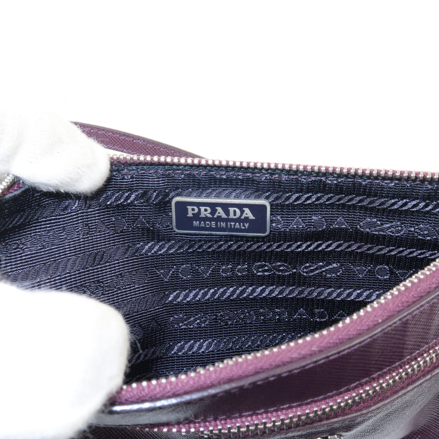 Prada Leather 2 Way Shoulder Bag Pouch Purple