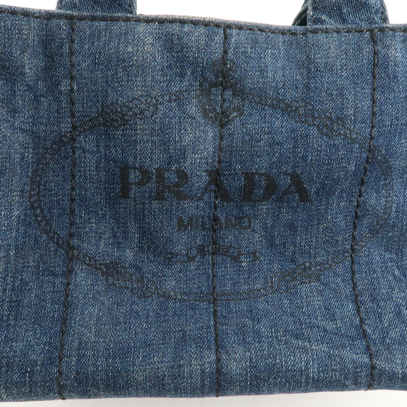 PRADA Logo Canapa Mini Denim 2Way Bag Hand Bag Navy B2439G