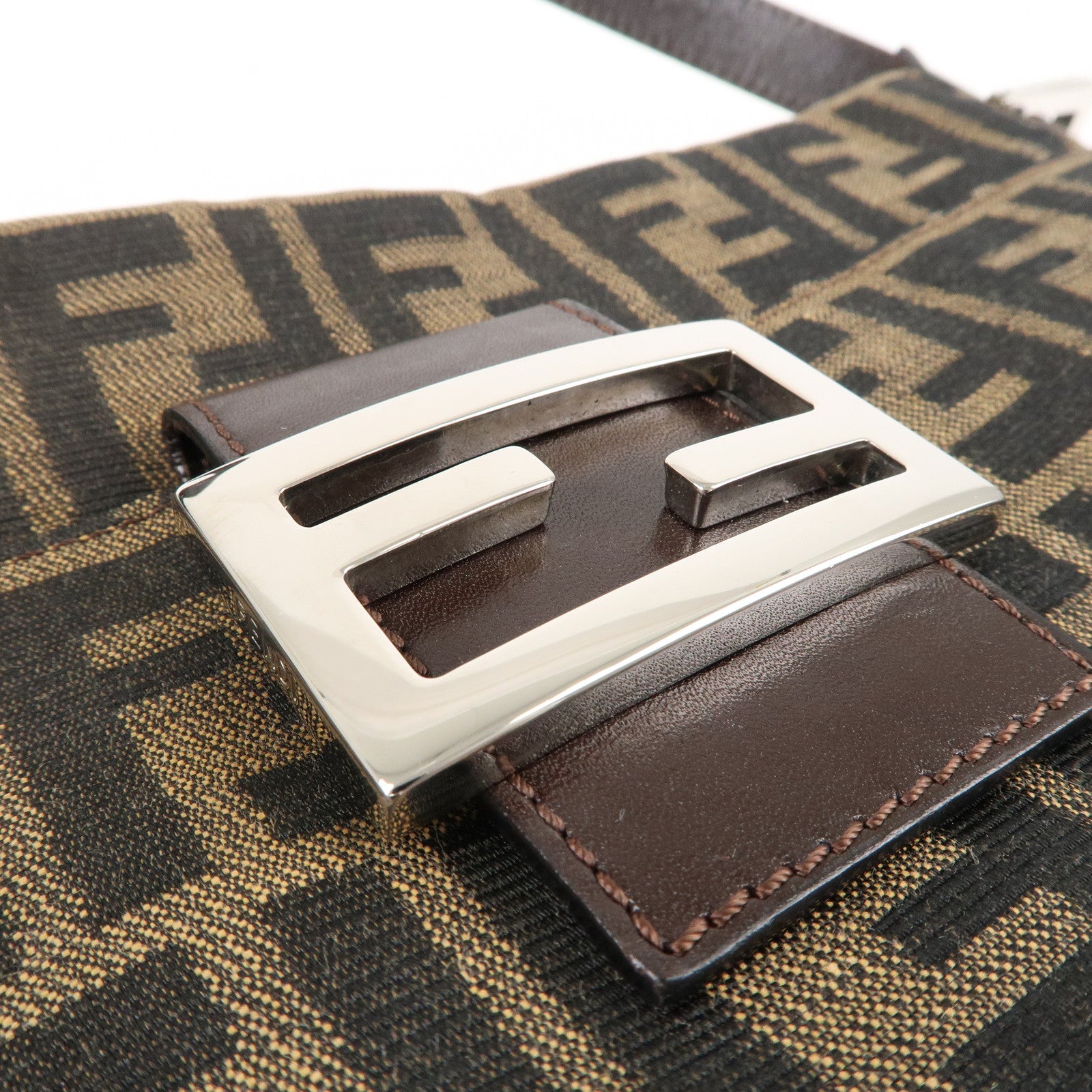 💋FENDI Zucca Hand Boston Bag Purse Canvas Leather Brown, Luxury