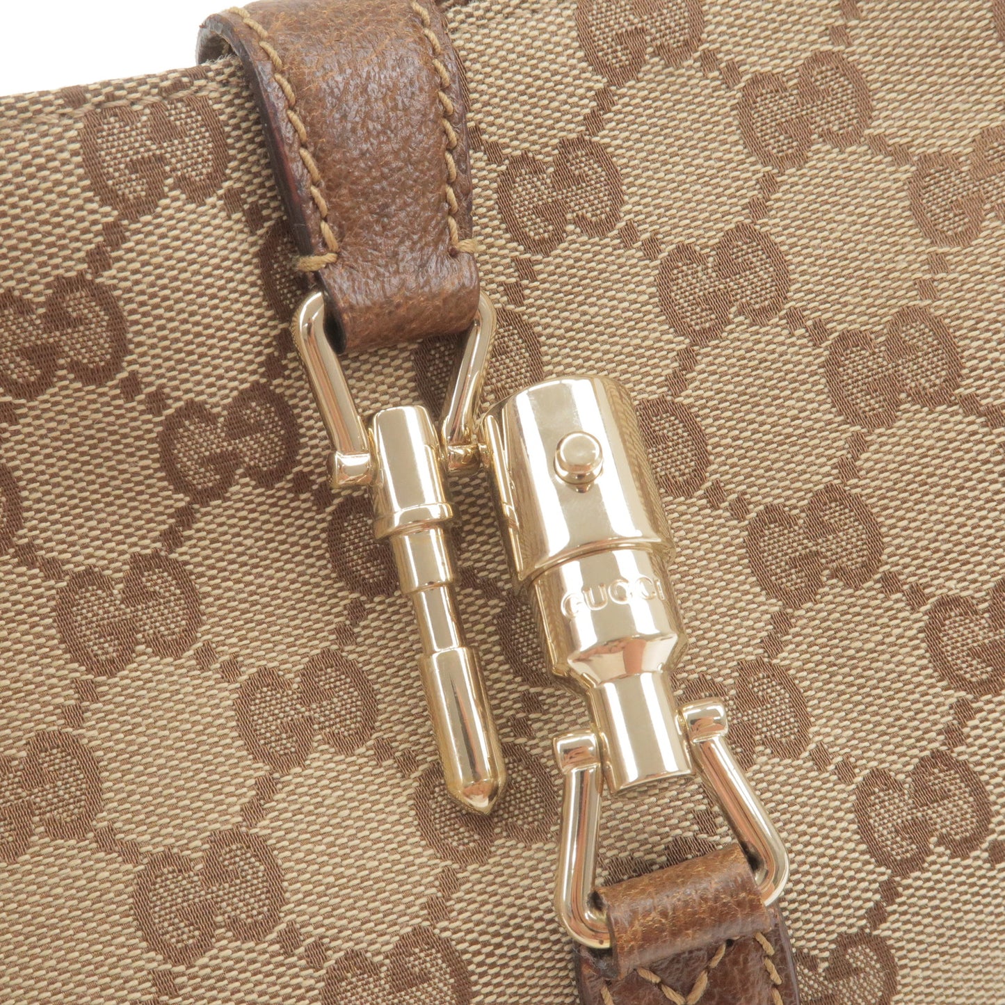 GUCCI New Jackie GG Canvas Leather Shoulder Bag Beige Brown 137335