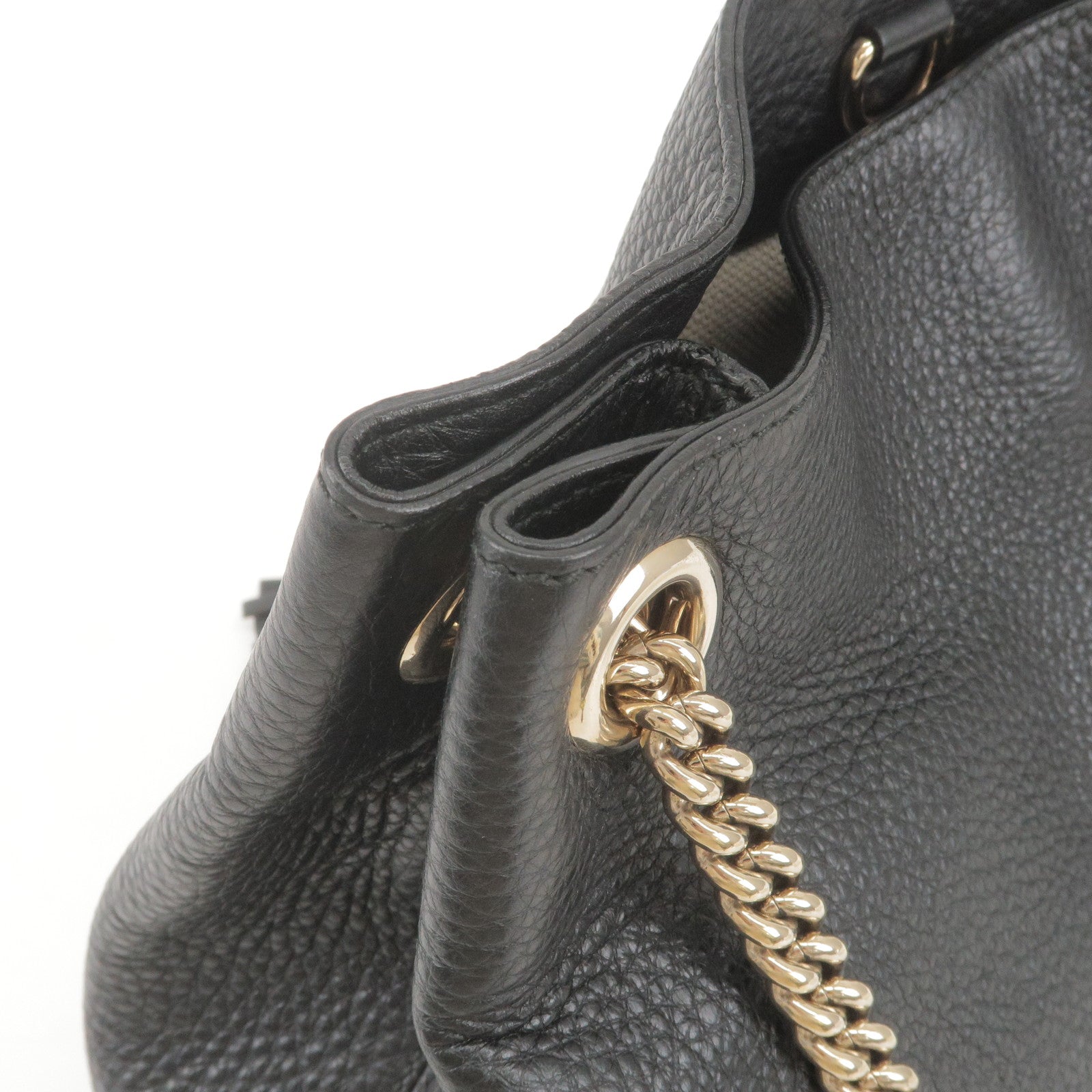  Gucci Soho Large Leather Chain Shoulder Handbag Black