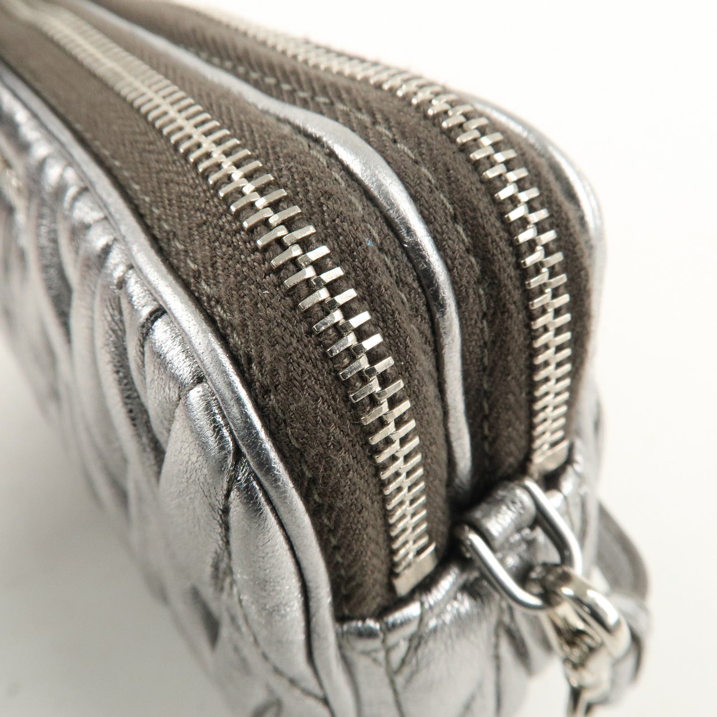 Miu Miu Matelasse Leather Mini Bag Accessory Small Pouch Silver