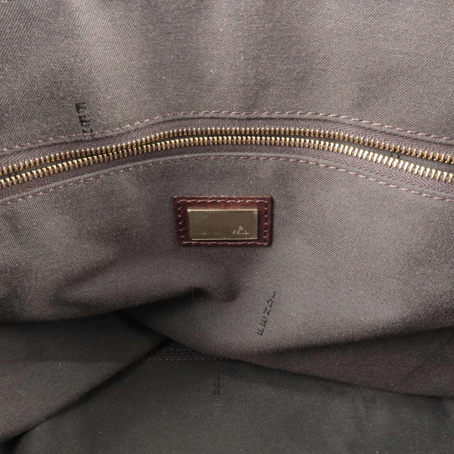FENDI Zucchino Canvas Leather Shoulder Bag Beige Brown 8BN188