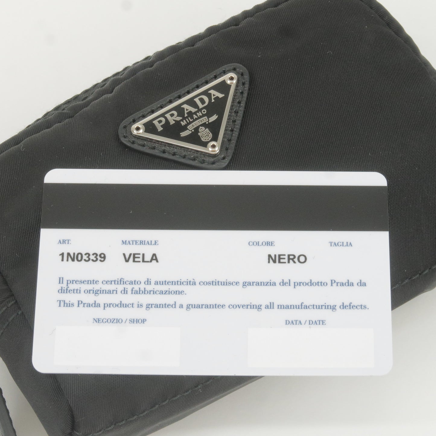 PRADA Nylon Leather Mini Pouch Cosmetics Pouch NERO Black 1N0339