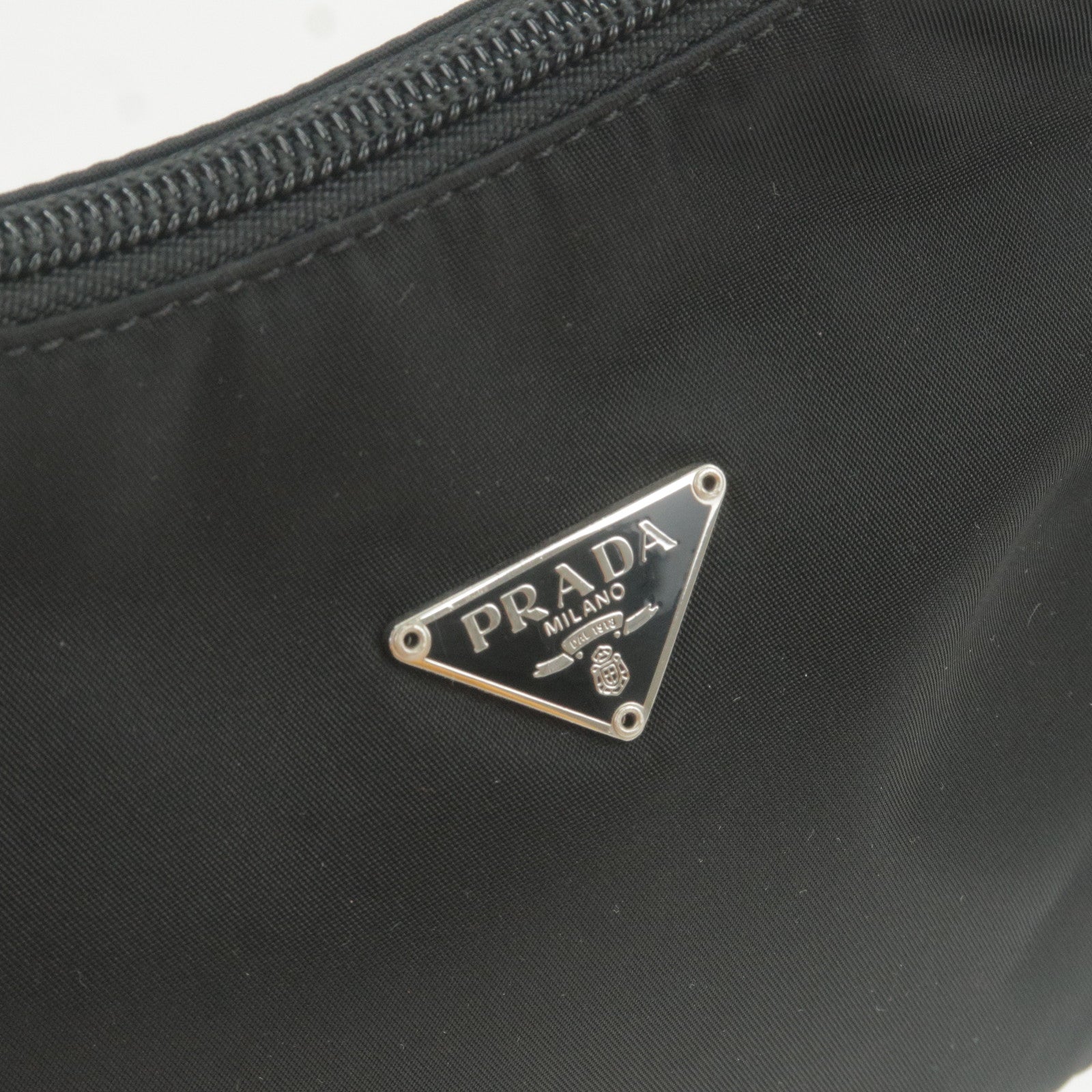 PRADA Logo Nylon Pouch Mini Hand Bag Purse NERO Black MV519 dct