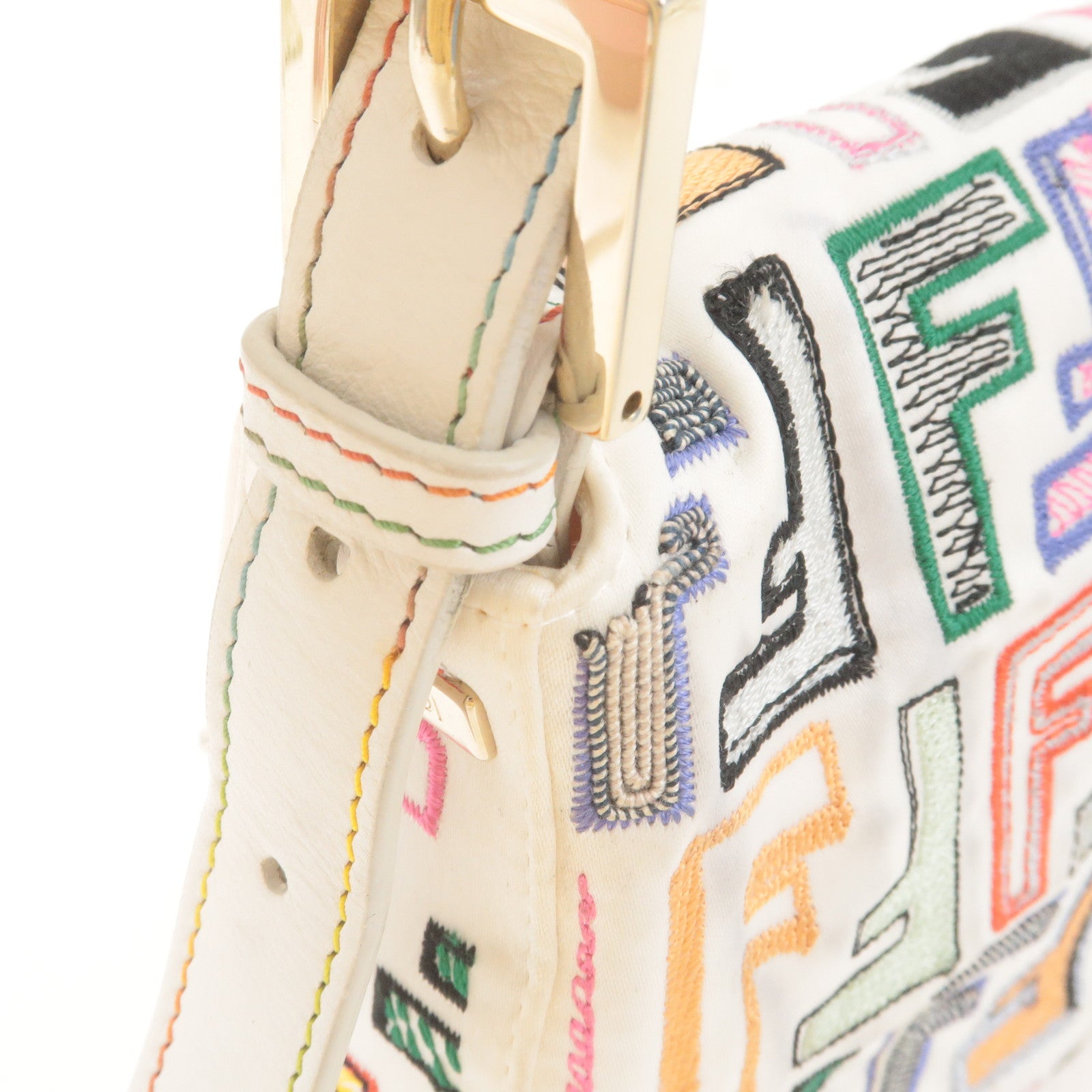 Baguette - Multicolor canvas bag with FF embroidery