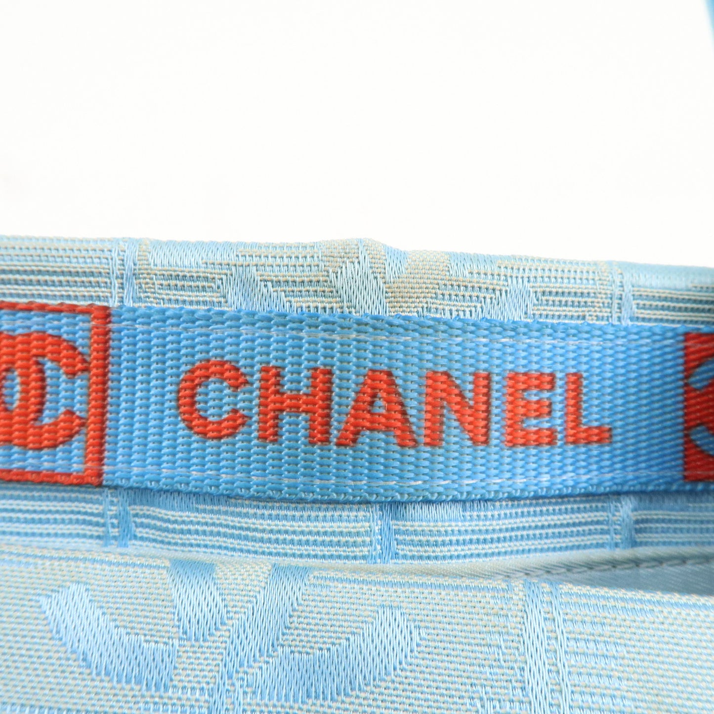 CHANEL New Travel Line Nylon Jacquard Leather Tote Bag Blue A15991