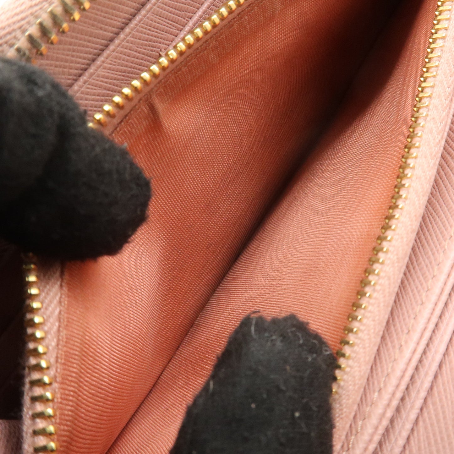 PRADA Logo Leather Round Zipper Long Wallet Pink 1ML506