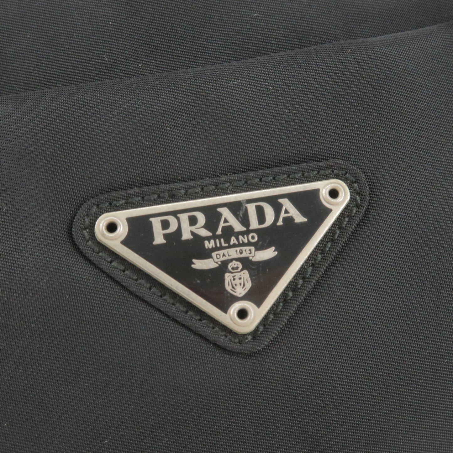 PRADA Logo Nylon Leather Shoulder Bag NERO Black B9717
