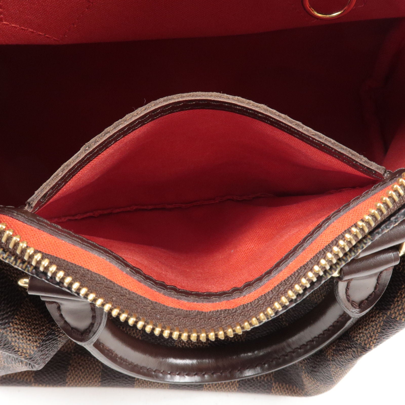 LOUIS VUITTON Authentic Women's Thai Sienne Tote Bag Beige Leather Zipper