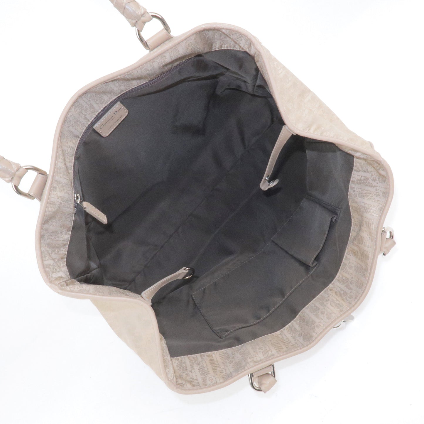 Christian Dior Nylon Canvas Leather Tote Bag Hand Bag