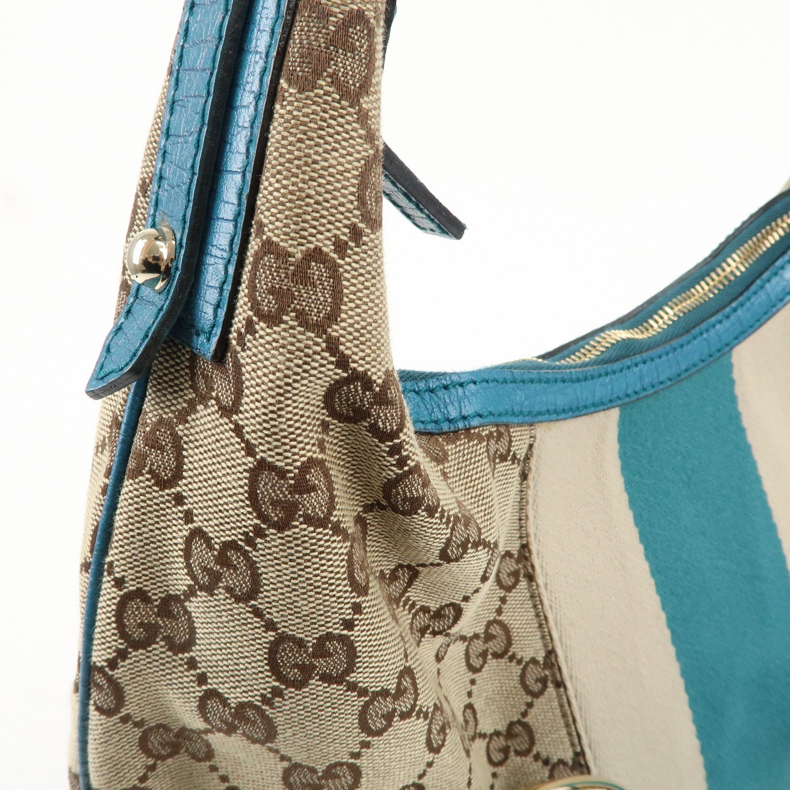 GUCCI Horsebit Sherry GG Canvas Leather Shoulder Bag 131026