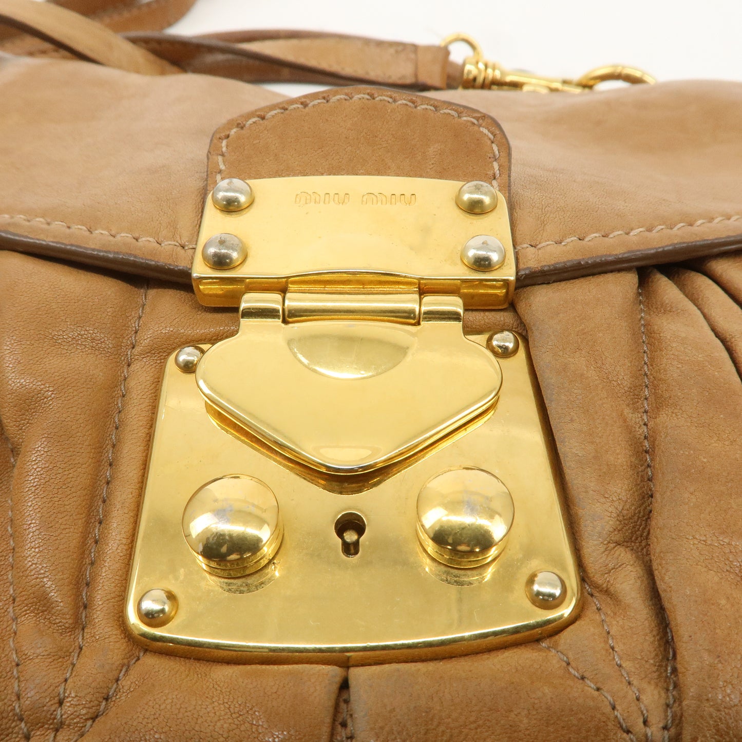 MIU MIU Leather 2Way Shoulder Bag Hand Bag Brown