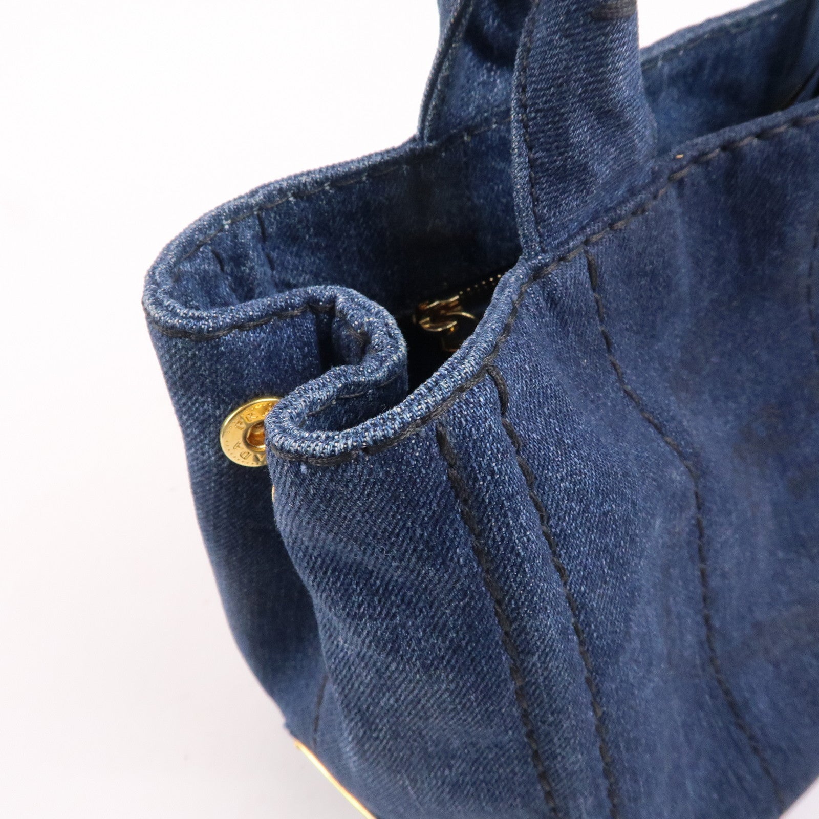 PRADA Logo Canapa Mini Denim 2Way Shoulder Bag Blue 1BG439