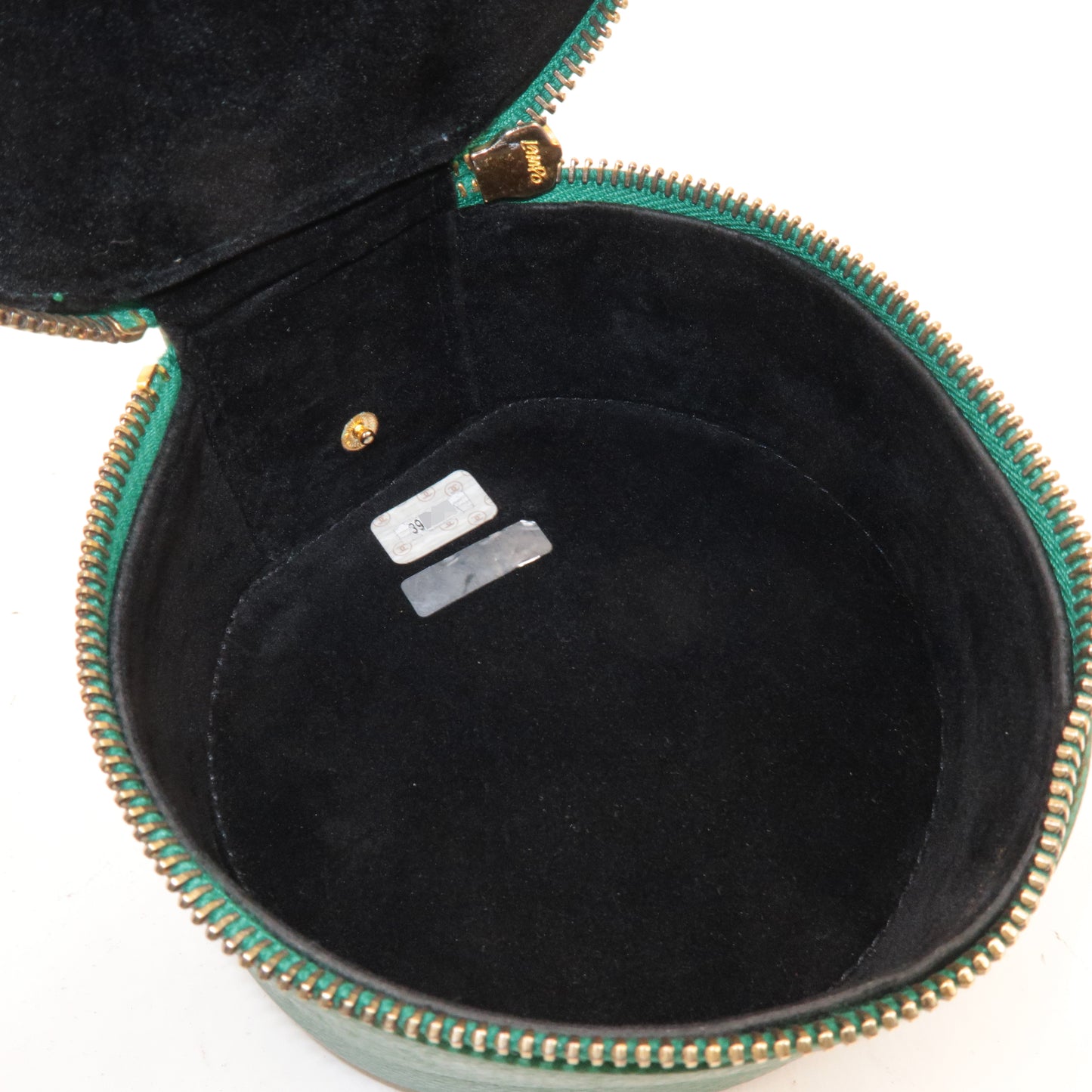 CHANEL Caviar Skin Jewelry Case Accessories Case Green Gold