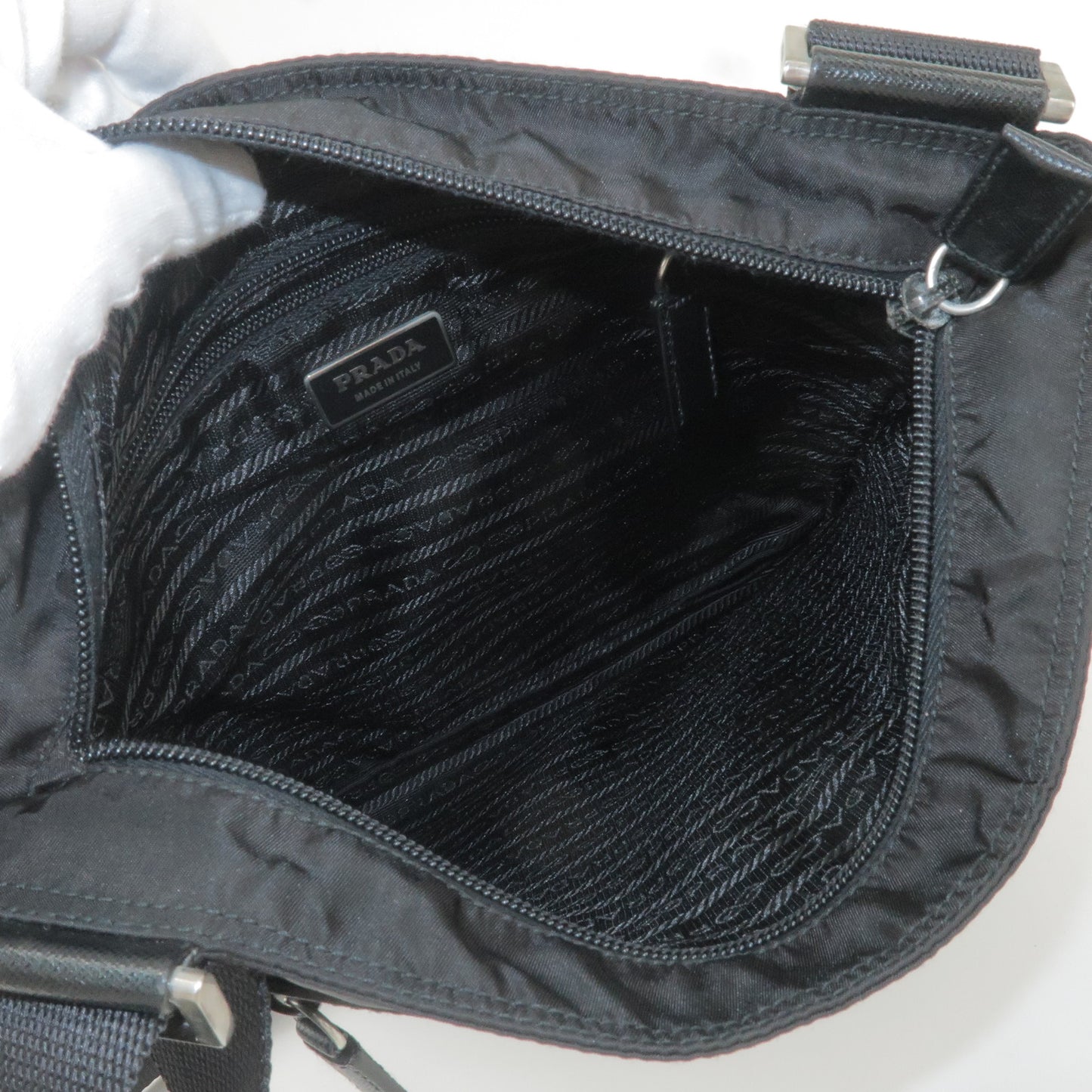 PRADA Nylon Leather Shoulder Bag Crossbody Bag NERO Black