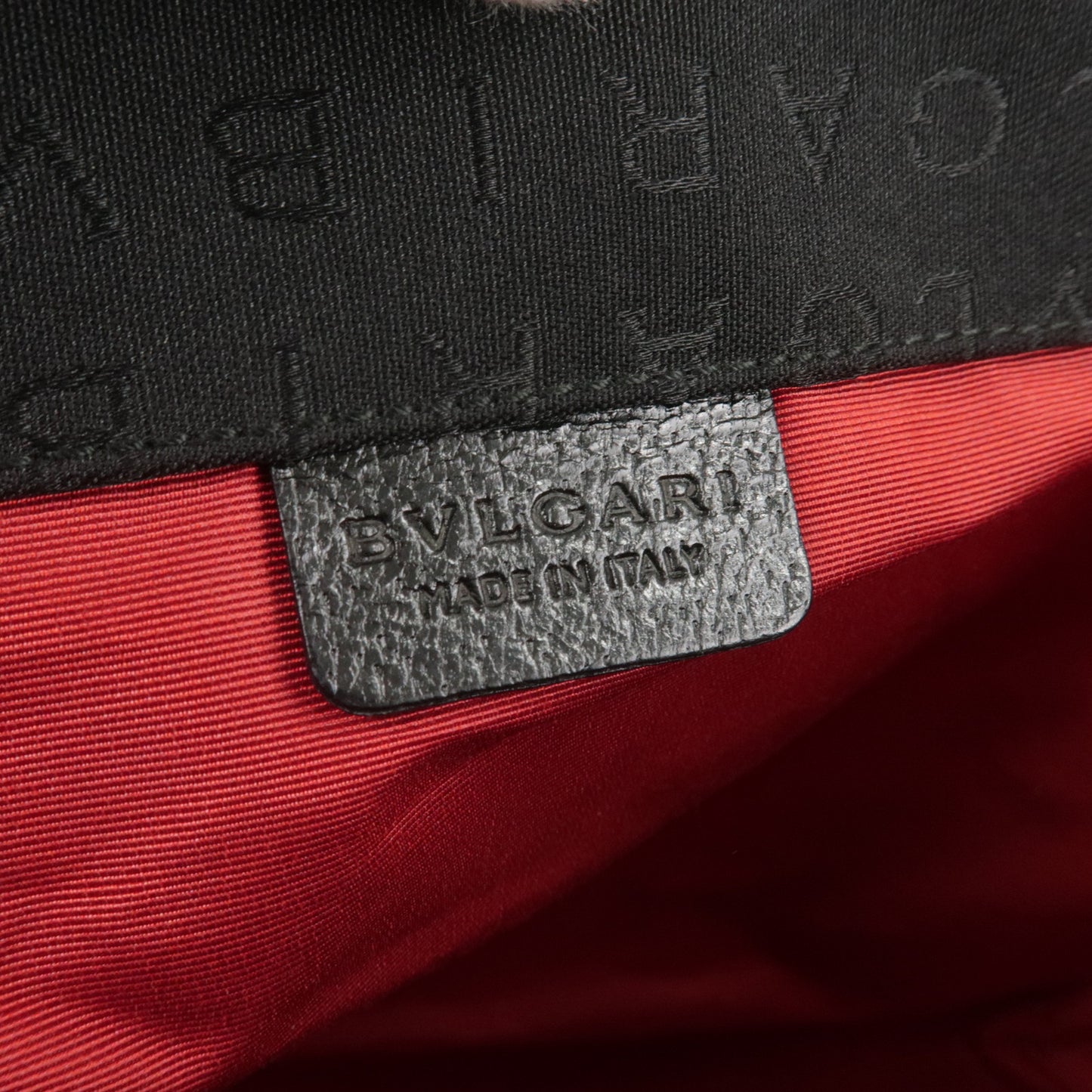 BVLGARI Logo Mania Canvas Leather Tote Bag Shoulder Bag Black