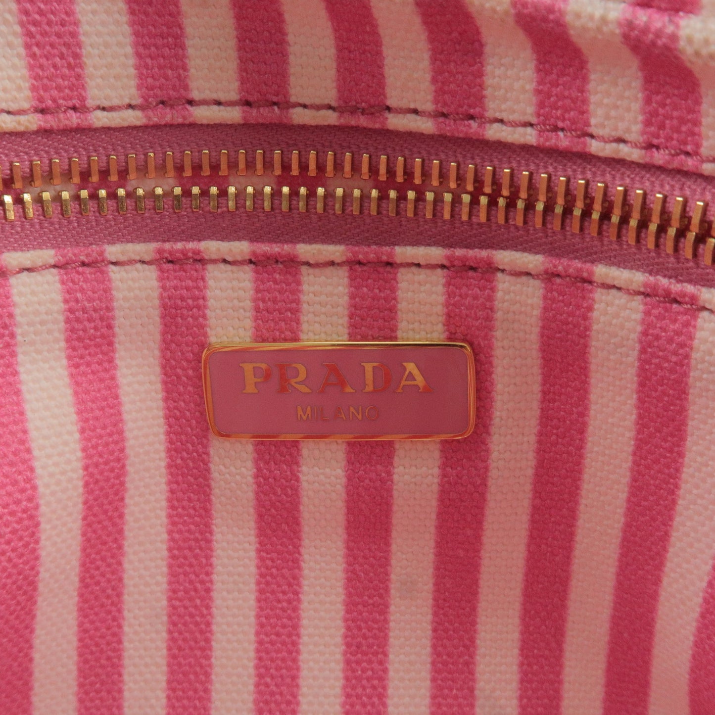 PRADA Logo Canvas Leather Canapa Pouch Pink 1NA021